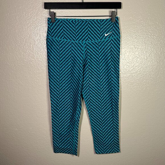 Nike Legend 2.0 Active Leggings in Geometric Zig Zag Teal - Picture 1 of 6